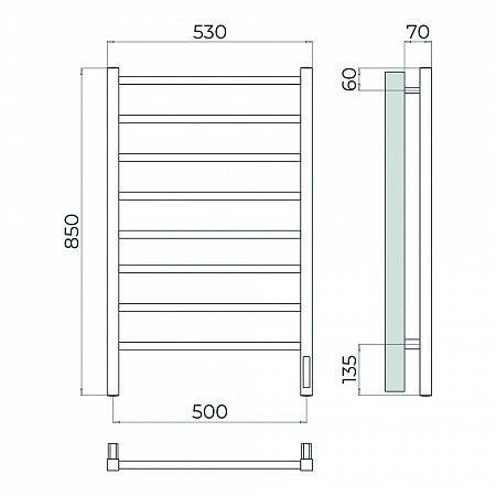 Ватикан П8 500х850 Электро (quick touch) Полотенцесушитель TERMINUS Сатин Кирово-Чепецк - фото 4 Ватикан П8 500х850 Электро (quick touch) Полотенцесушитель TERMINUS Сатин Кирово-Чепецк - фото 4