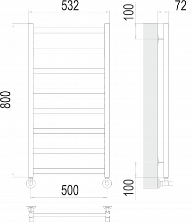 Аврора П8 500х800 Полотенцесушитель  TERMINUS Кирово-Чепецк - фото 3