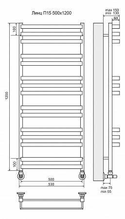 Линц П15 500х1200 Полотенцесушитель  TERMINUS Кирово-Чепецк - фото 3