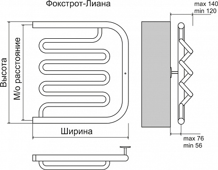 Фокстрот-Лиана AISI 600х500 Полотенцесушитель  TERMINUS Кирово-Чепецк - фото 3