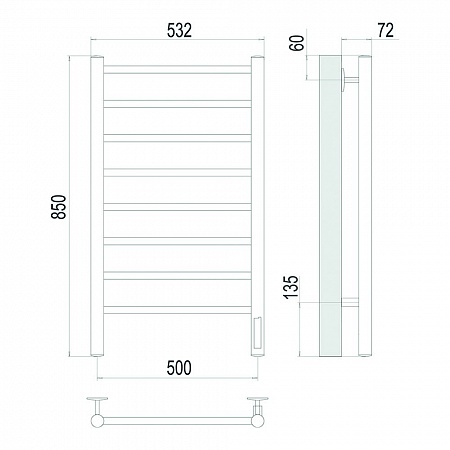 Аврора П8 500х850 Электро Полотенцесушитель TERMINUS Оружейная сталь Кирово-Чепецк - фото 4 Аврора П8 500х850 Электро Полотенцесушитель TERMINUS Оружейная сталь Кирово-Чепецк - фото 4
