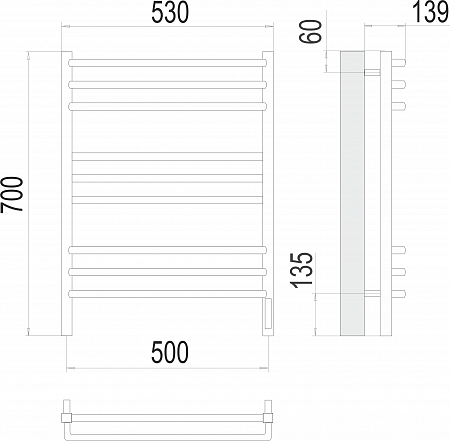 Соренто П9 500х700 электро (sensor quick touch) Полотенцесушитель  TERMINUS Кирово-Чепецк - фото 3