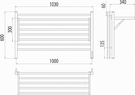 Горизонт П8 1000х600 электро КС ЧЕРНЫЙ МУАР (sensor quick touch) Полотенцесушитель TERMINUS Кирово-Чепецк - фото 5